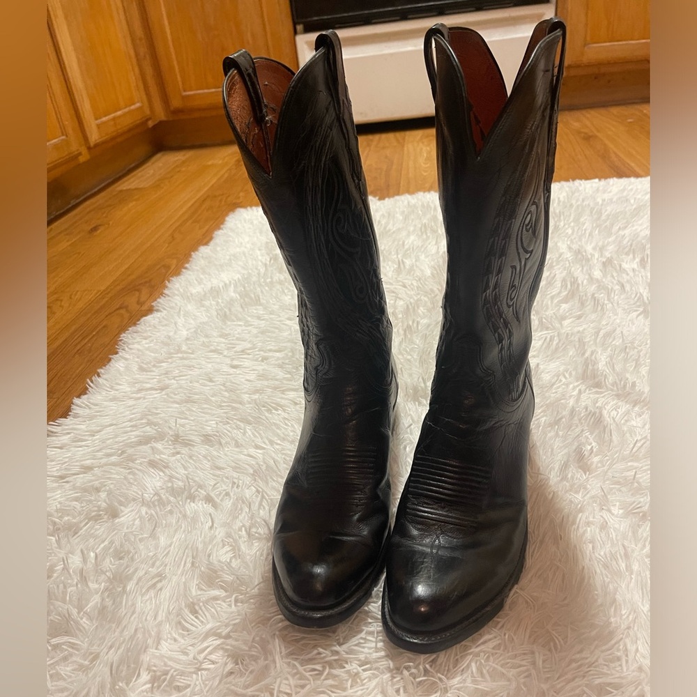 Lucchese Black Leather Men's Boots